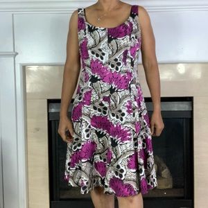Nine West Purple Floral Print A-line Dress, 12